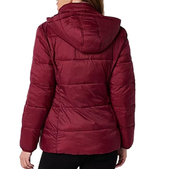 St. John’s Bay Puffer Jacket Quilted Burgundy Wine, Soft and Comfortable - Picture 3 of 9